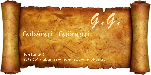 Gubányi Gyöngyi névjegykártya